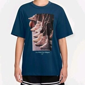 Nike Dri-FIT Basketball T-Shirt Womens Medium Teal Blue Graphic Retro Graphic